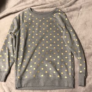 Gray and gold polka dot sweater